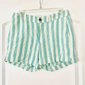 Old Navy Blue & White Striped Everyday Short Boxer Shorts Linen Blend - Size 4